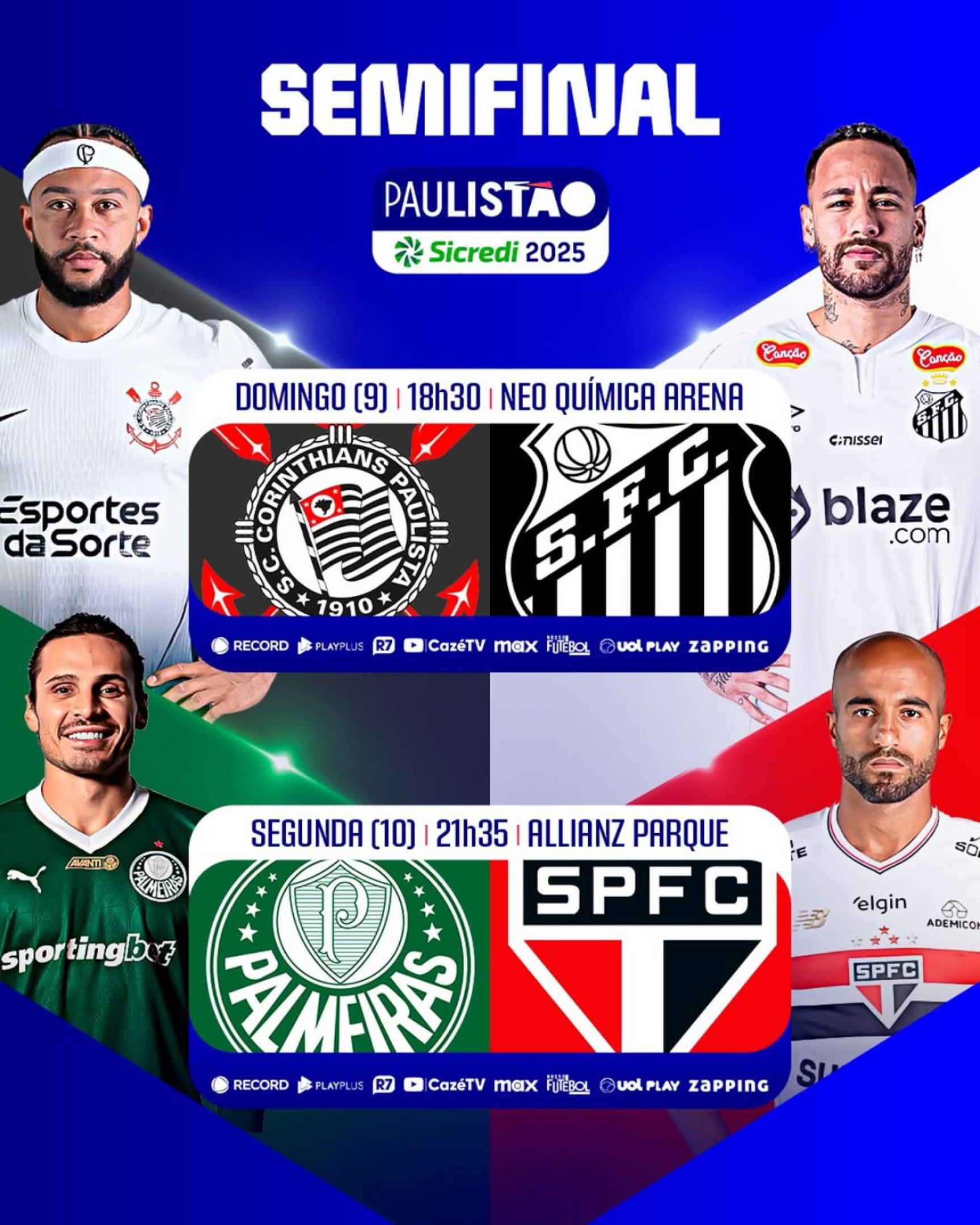 Confrontos das semifinais do Campeonato Paulista 2025 Instagram/Paulistão