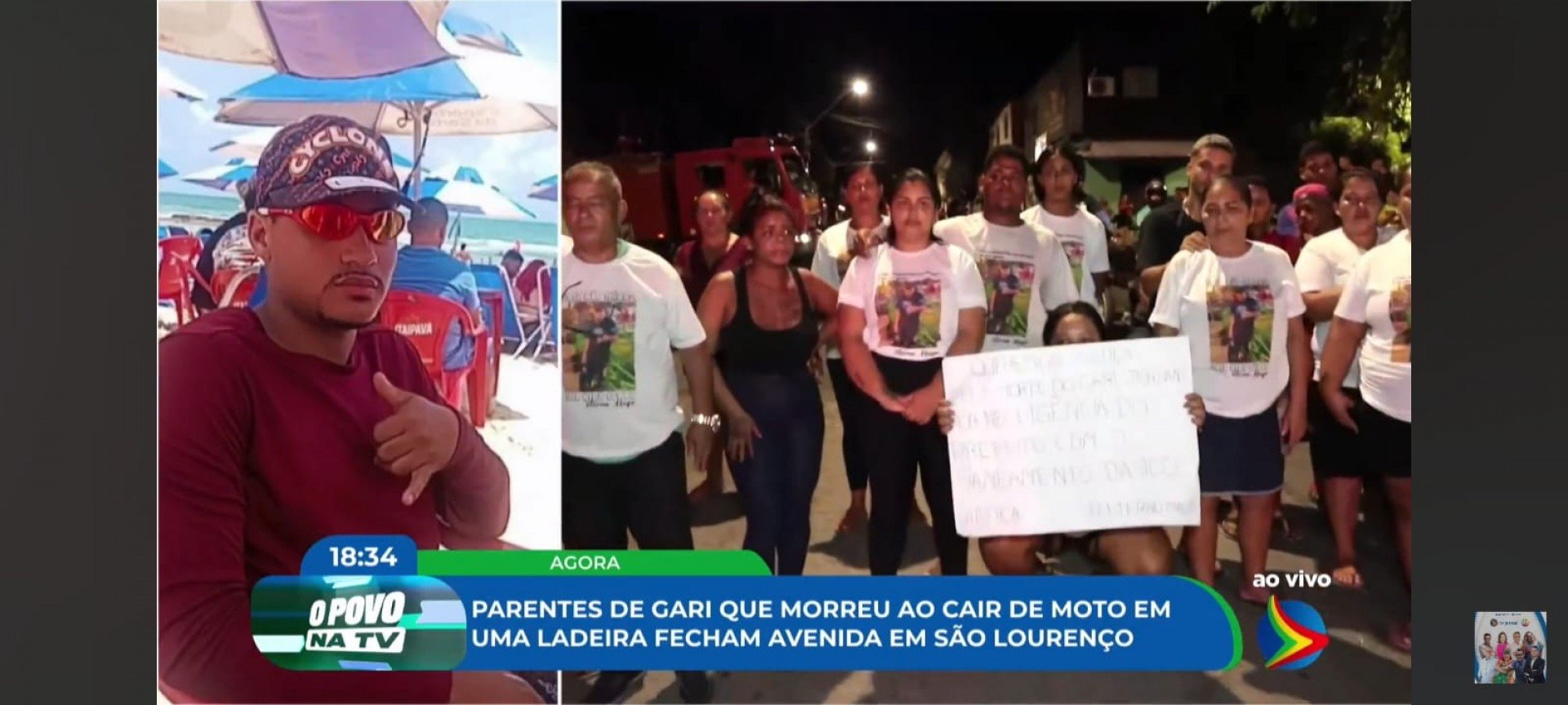 Parentes de gari que morreu ao cair da moto realizam protesto e fecham avenida em São Lourenço da Mata