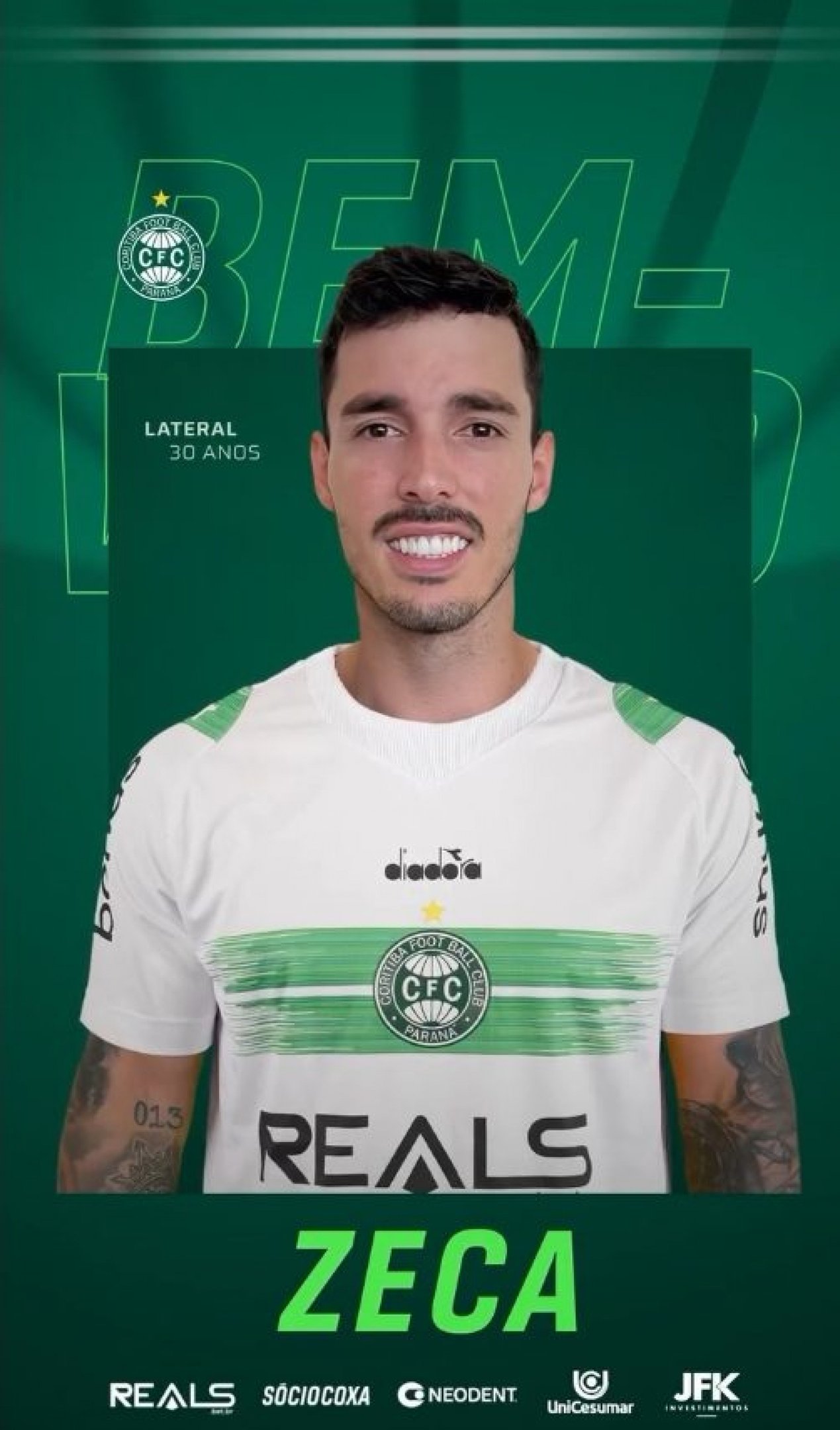O jogador de 30 anos teve recente passagem pelo Mirassol e estava sem clube desde fevereiro. Ele chega ao Coxa com contrato até o fim da Série B 2025.