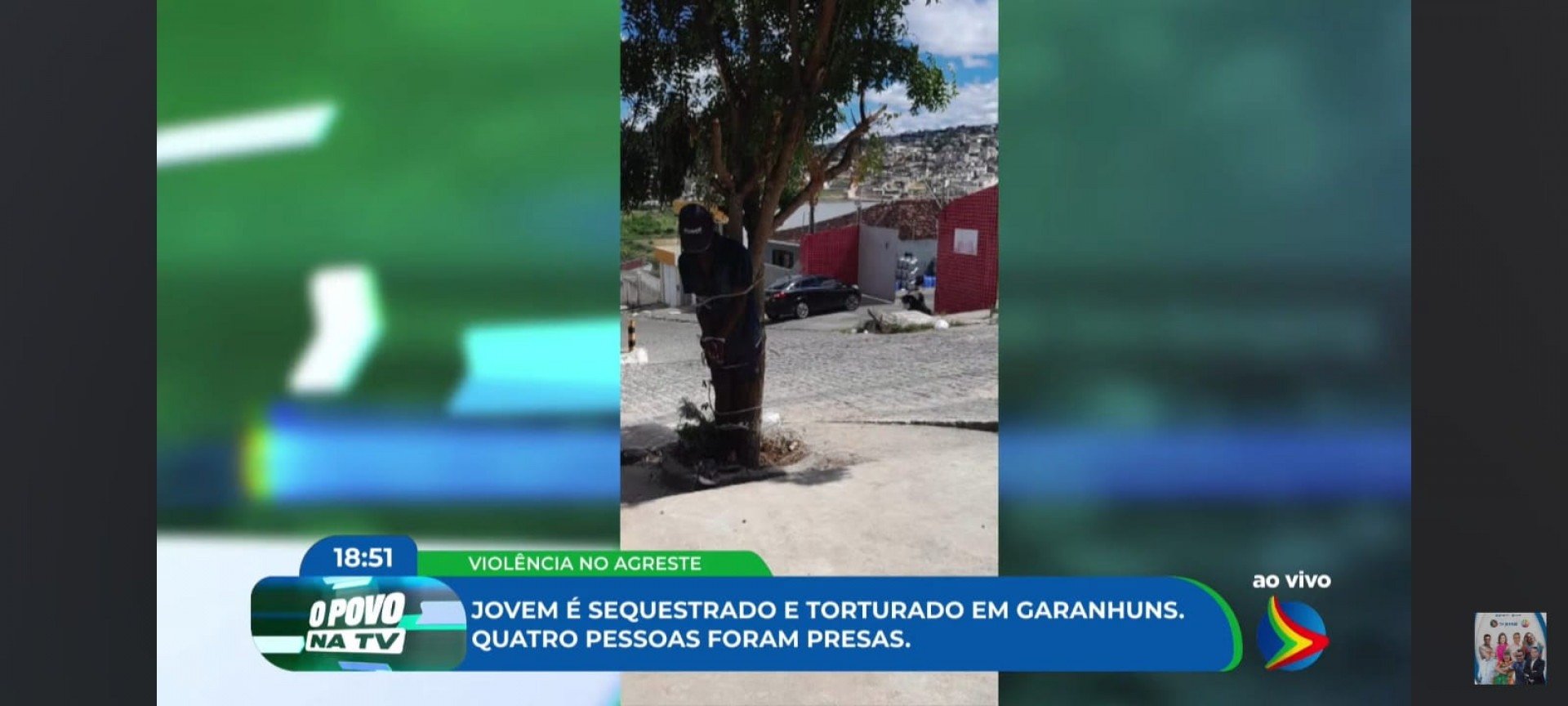 Imagem de jovem amarrado à árvore na cidade de Garanhuns