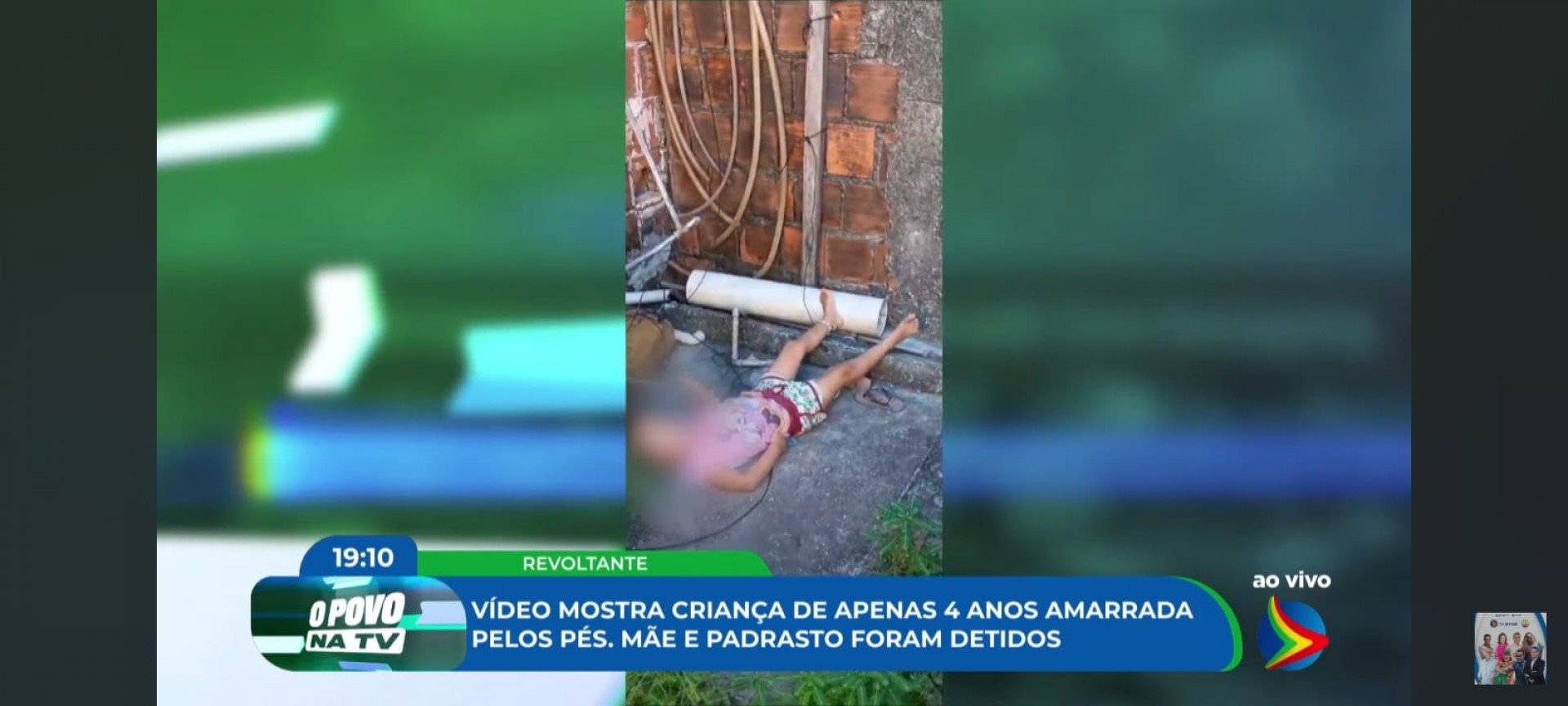 Imagem de criança encontrada amarrada no quintal de casa em Goiana. Mãe e padrasto são foram presos em flagrante
