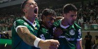 Joaquín Piquerez comemora primeiro gol pelo Palmeiras