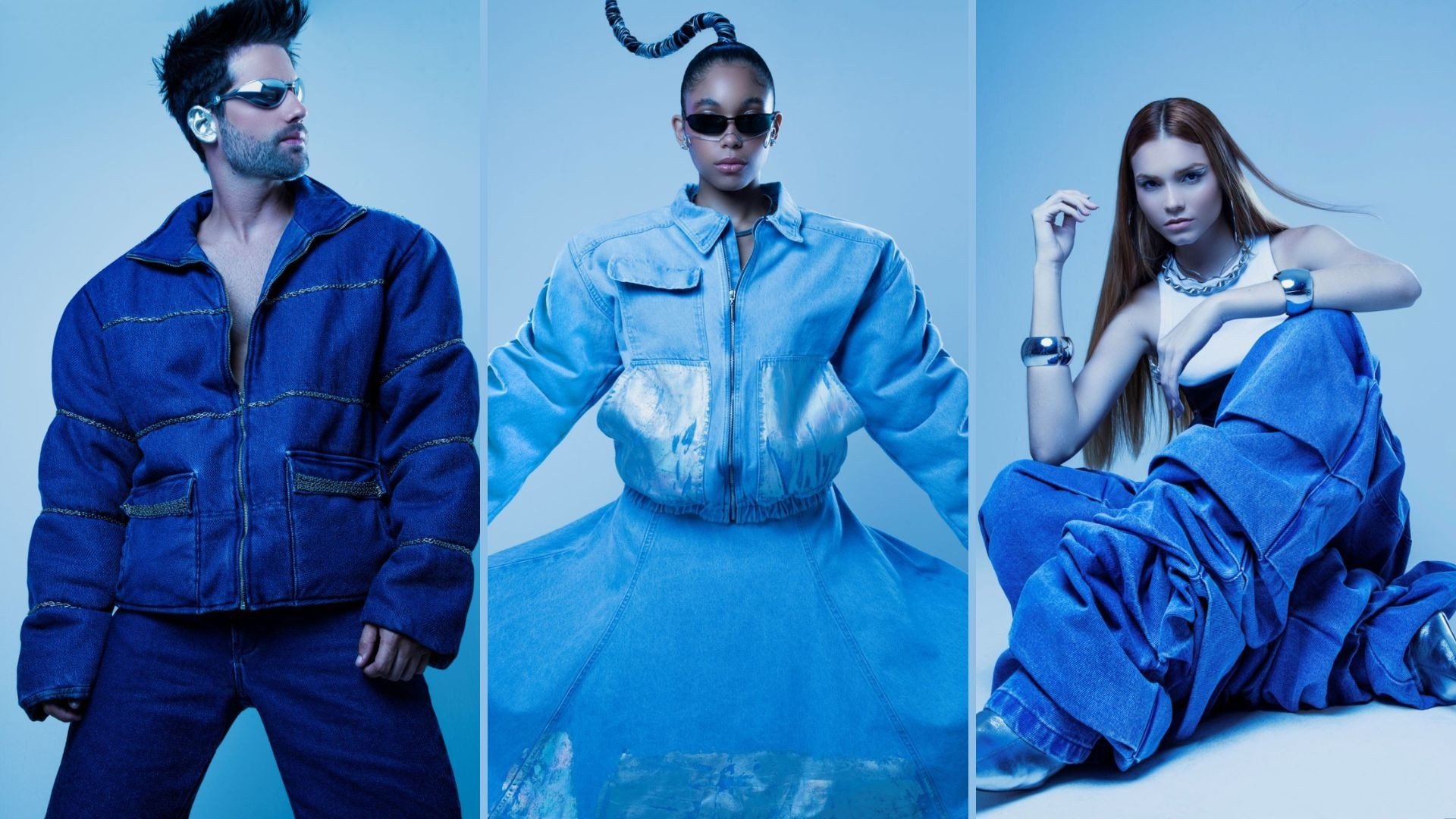 Imagem de peças jeans apresentadas no Festival do Jeans em Toritama, que terá inclusão, moda autoral e música em sua abertura oficial, nesta quarta-feira (30).