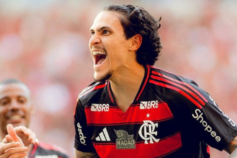 Pedro celebra gol pelo Flamengo na temporada 2025