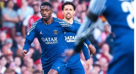 Dembélé marcou o gol da vitória do PSG contra o Arsenal na ida
