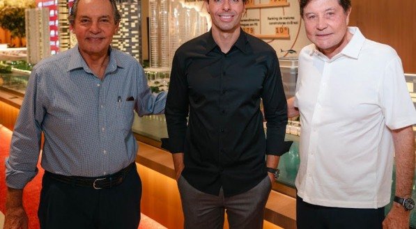 Marcos Moura Dubeux, Diego Villar e Aluízio Moura Dubeux, na apresentação do novo Cais José Estelita