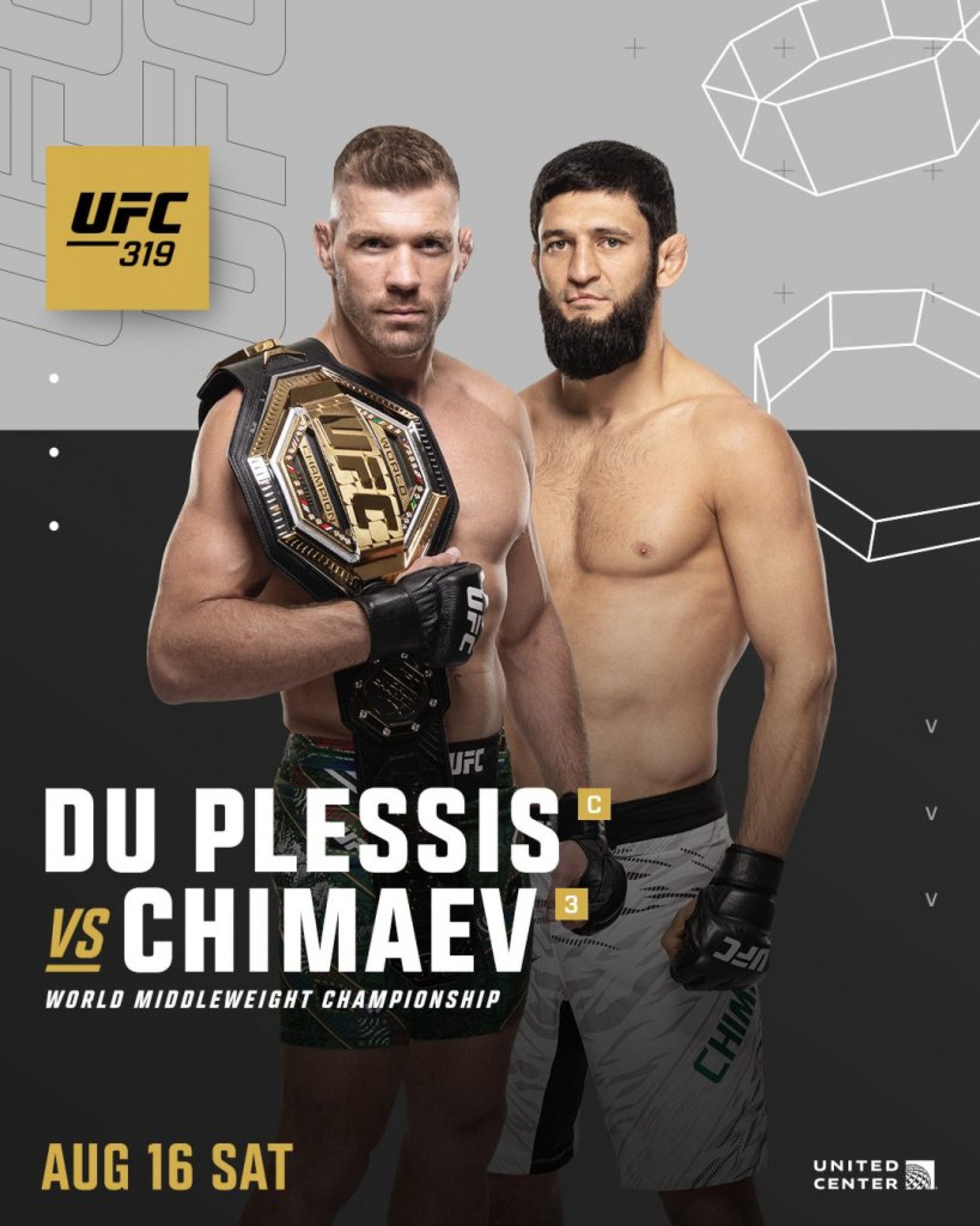 UFC 319 terá decisão do cinturão dos médios entre Du Plessis e Chimaev