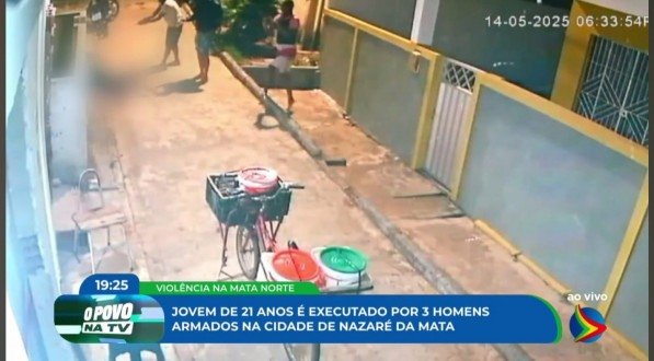 Imagem de homens realizadno disparos contra jovem em Nazaré da Mata