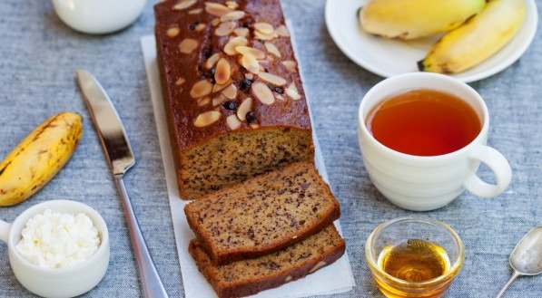 Receita de bolo de banana com aveia - sem açúcar