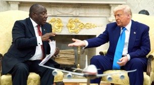 Donald Trump, presidente dos Estados Unidos, durante encontro com o presidente da África do Sul, Cyril Ramaphosa