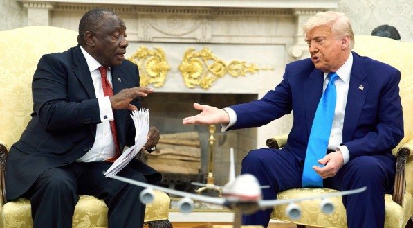 Donald Trump, presidente dos Estados Unidos, durante encontro com o presidente da África do Sul, Cyril Ramaphosa
