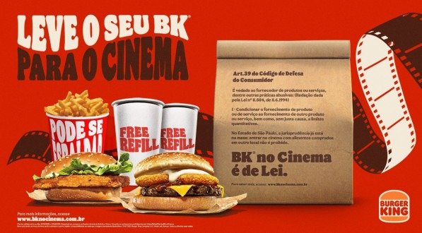 Burger King inicia movimento para reforçar o direito do consumidor nas salas de cinema