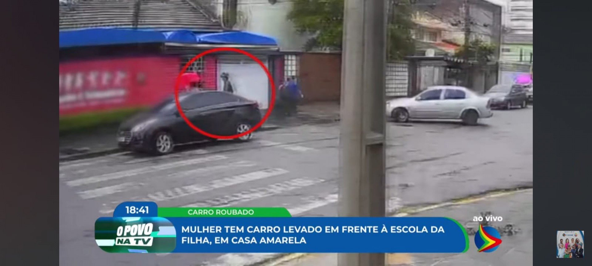 Imagem de assaltante em frente a escola, no bairro de Casa Amarela