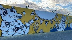 Mural a céu aberto no Aeroporto Internacional do Recife