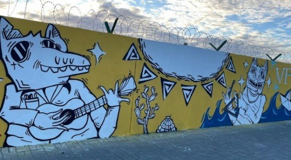 Mural a céu aberto no Aeroporto Internacional do Recife