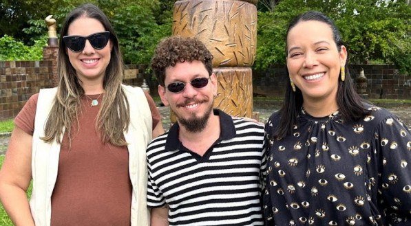 Gabriela Maranhão, Bruno Rios e Cris Luna, na Oficina Francisco Brennand
