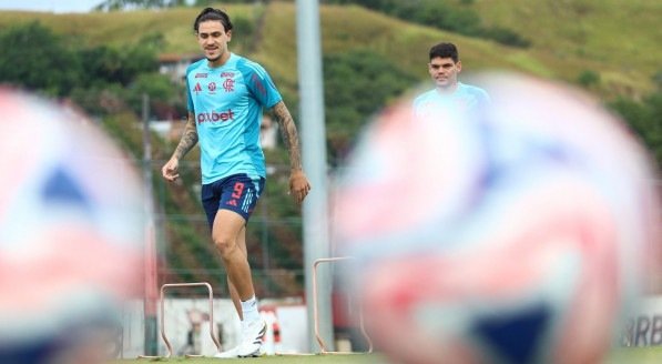 Imagem de Pedro, em treino no Flamengo