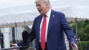 Donald Trump falou com a imprensa antes de entrar no helicóptero para seguir para a cúpula do G7, no Canadá