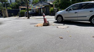 Cratera aumenta em cruzamento nos Aflitos
