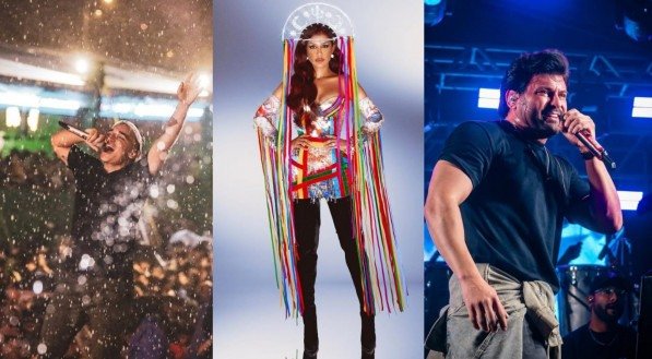 Imagem de João Gomes, Priscila Sena e Pedrinho Pegação, atrações do São João de Vitória de Santo Antão
