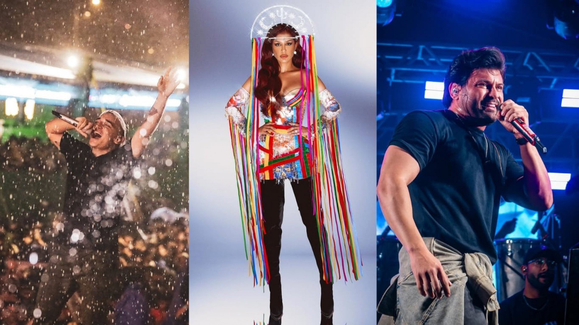 Imagem de João Gomes, Priscila Sena e Pedrinho Pegação, atrações do São João de Vitória de Santo Antão