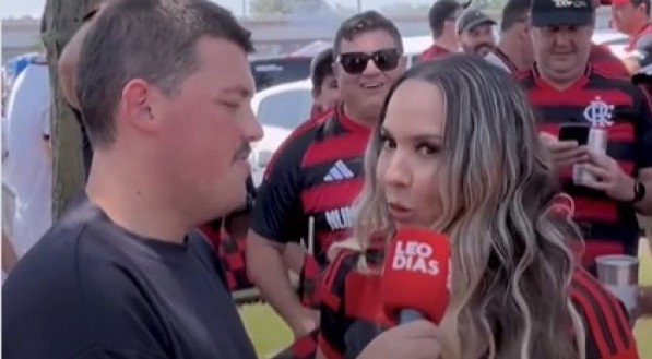 Em vídeo que circula nas redes sociais, ela aparece ao lado de torcedores rubro-negros e faz um palpite certeiro para o duelo: vitória do Flamengo por 3 a 1 sobre os ingleses