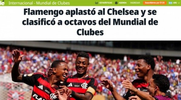 A imprensa internacional destacou com surpresa e admiração a atuação do Rubro-Negro, que virou o jogo com autoridade e empurrou os ingleses para uma situação delicada no torneio