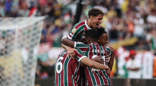 Jogadores do Fluminense comemoram gol no Mundial de Clubes 2025