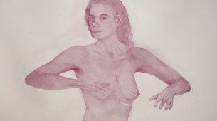 Obra de Clara Moreira em "fúria da fita vermelha"