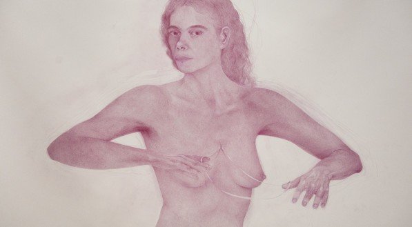 Obra de Clara Moreira em "fúria da fita vermelha"
