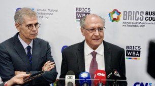  Vice-presidente da República, Geraldo Alckmin, durante entrevista no BRICS