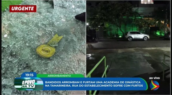 Imagem de estilhaços de porta de academia na Tamarineira