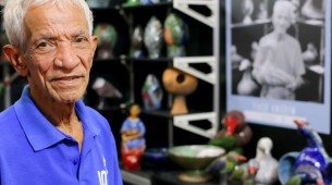 Referência do artesanato pernambucano, Mestre Tiago teve um cartaz confeccionado pela organização da Fenearte em sua homenagem