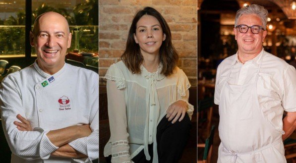 Os chefs César Santos, Thássia Magalhães e Fernando Pavan