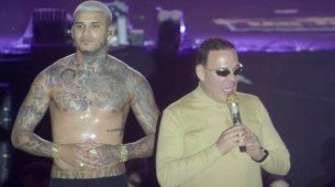 Cantor Anderson Neiff e prefeito de Garanhus Sivaldo Albino no Palco Mestre Dominguinhos do FIG, na última sexta-feira (11)