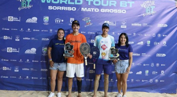 Foram definidos, no fim da noite deste domingo, os grandes campeões do inédito torneio internacional de Beach Tennis realizado na Arena Porto Seguro em Sorriso (MT)