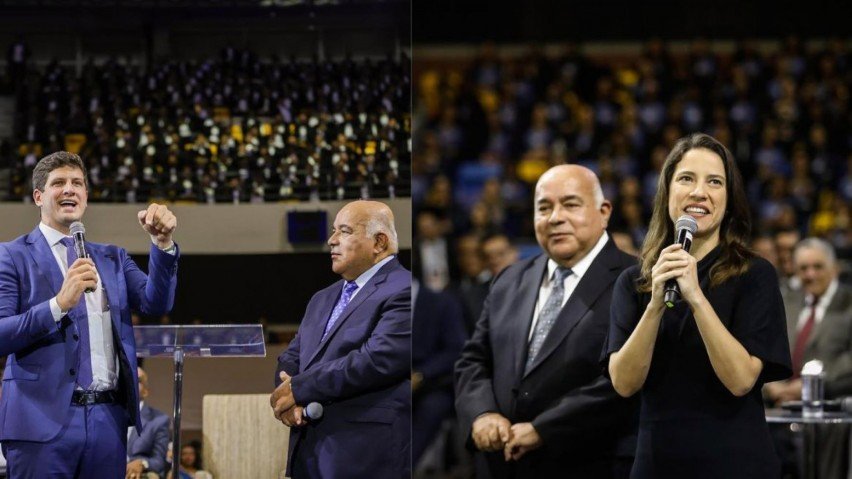 João Campos (PSB) e Raquel Lyra (PSD) marcaram presença no 43º Congresso de Jovens da Assembleia de Deus