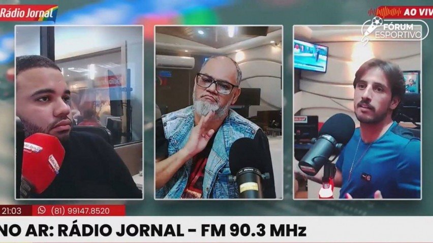 Gabriel Galhardo em participação no Fórum Esportivo, da Rádio Jornal