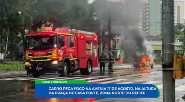 incêndio consome carro em avenida movimentada do Recife: motorista escapa ileso