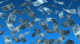 Imagem ilustrativa de dinheiro caindo do céu