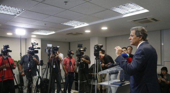 Ministro da Fazenda, Fernando Haddad (PT), em entrevista coletiva