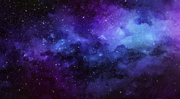 Cosmic illustration. Beautiful colorful space background. Watercolor