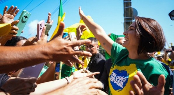 Michelle Bolsonaro participa de evento "Reaja, Brasil", organizado pela extrema-direita, em Belém (PA)