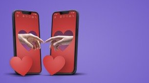 Imagem ilustrativa de um celular com corações! 