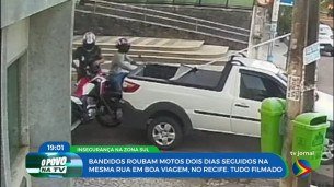 Imagem de suspeitos roubando moto em Boa Viagem
