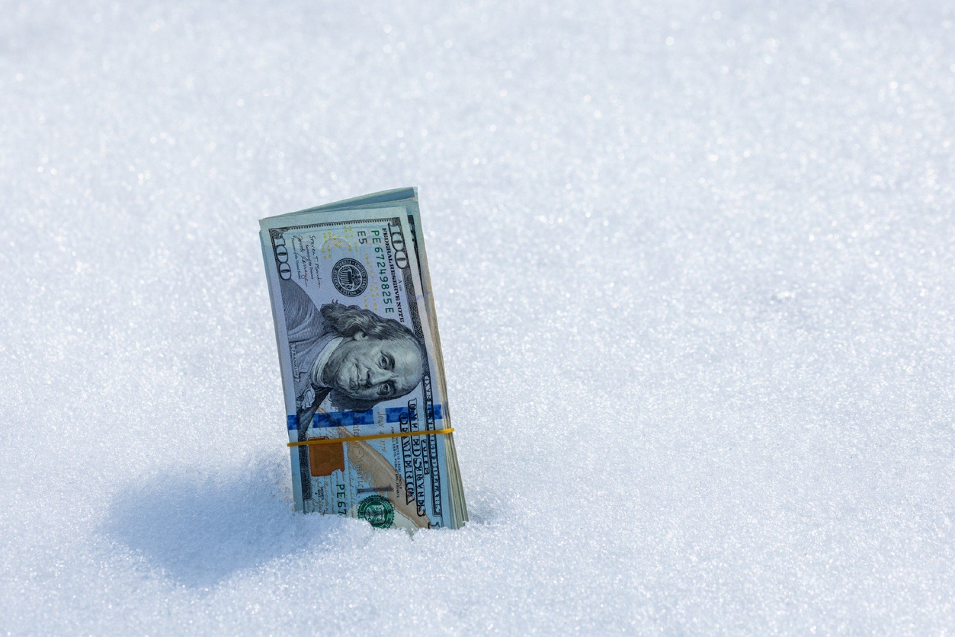 Imagem de dolÃ¡r no meio da neve