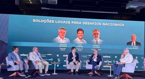 Mendonça Filho, Augusto Coutinho, João Campos e Antônio Lavareda no Esfera Infra, no Recife