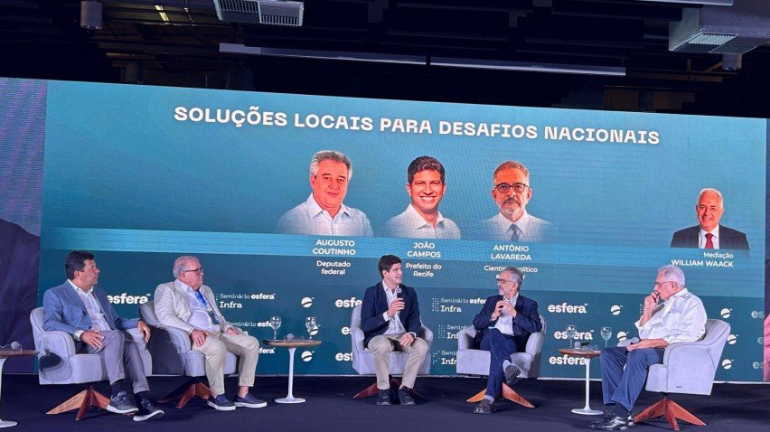 Mendonça Filho, Augusto Coutinho, João Campos e Antônio Lavareda no Esfera Infra, no Recife