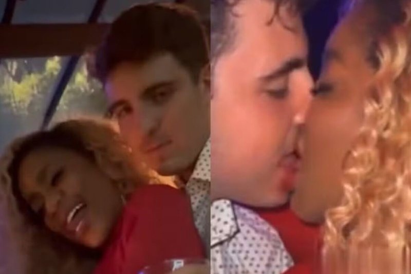 Cariúcha e filho de Gugu Liberato são flagrados aos beijos em festa do filho de Faustão