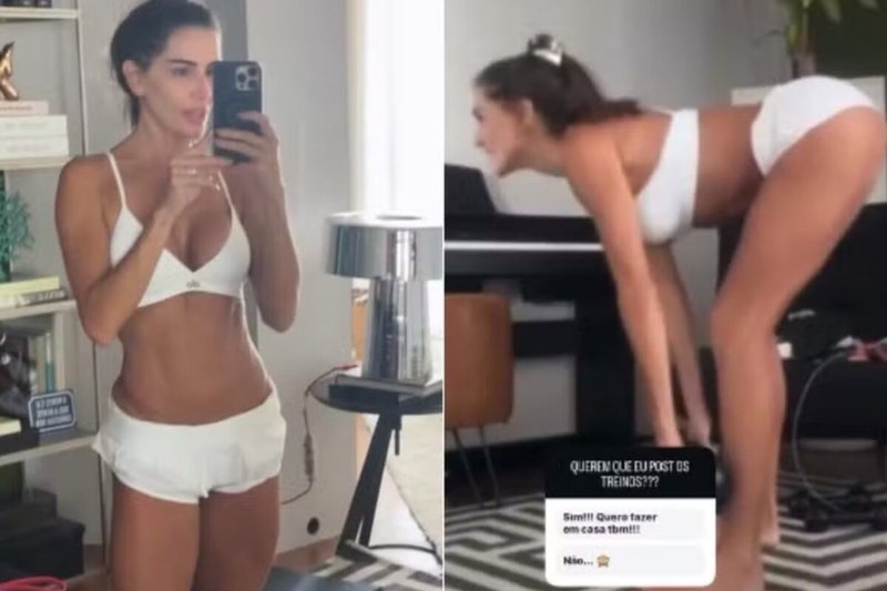 Deborah Secco mostra treino em casa e confessa: ‘Não curto academia’
